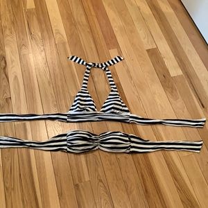 Lot of 2 Ann Taylor bikini tops navy white stripes